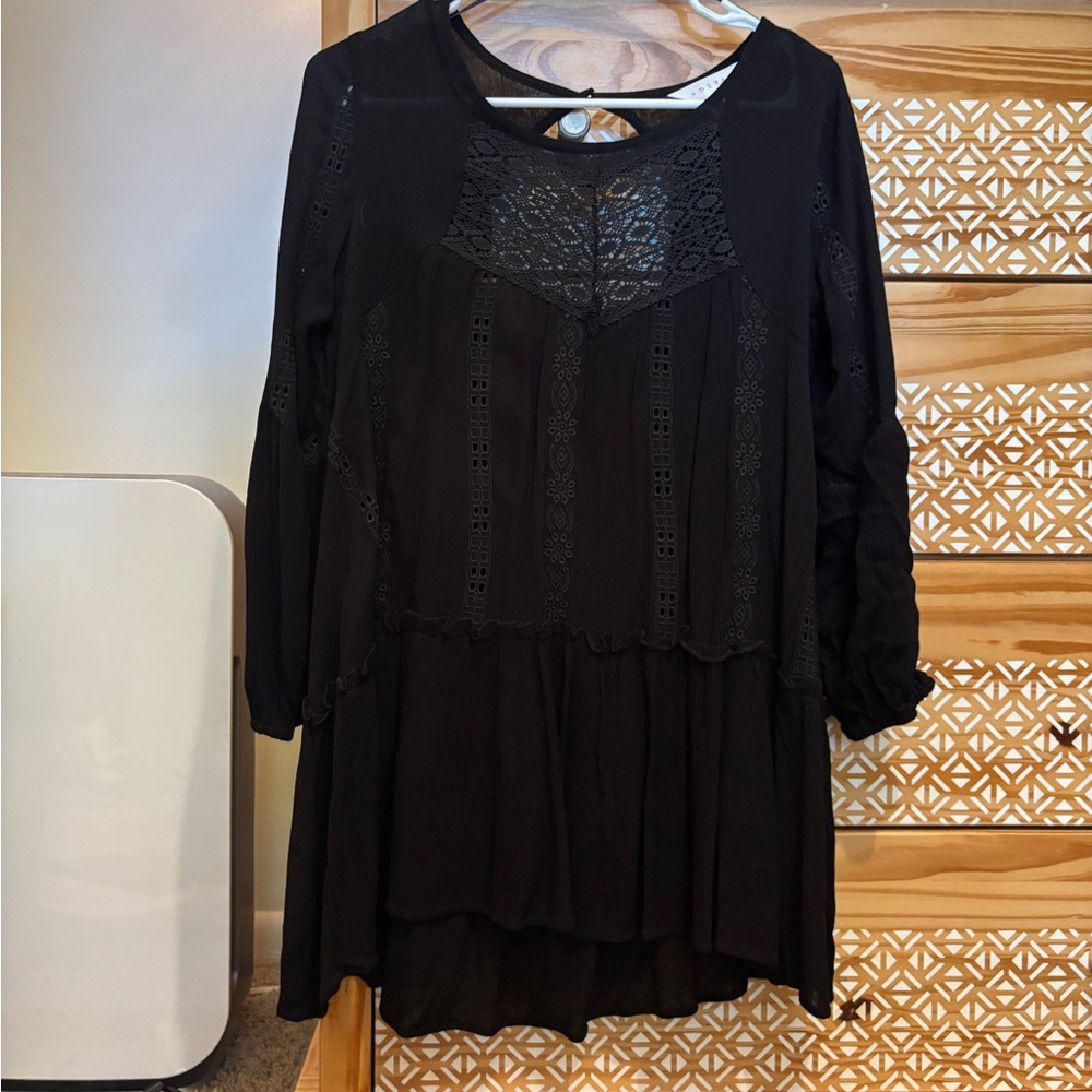 Adiva Black Sheer Black Lace Top
